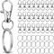 50 PCS in 25 Sets, Metal Swivel Lobster Claw Clasps, Keychain Clip with Large Key Ring, Premium Keychains Clips, Snap Hooks and Sturdy Key Rings, for Key Chain Making Kit
